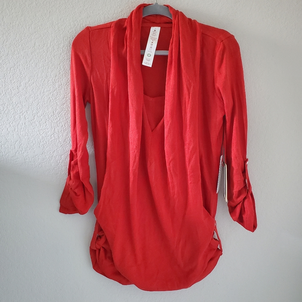 Satva molten lava devi drape sweater NWT